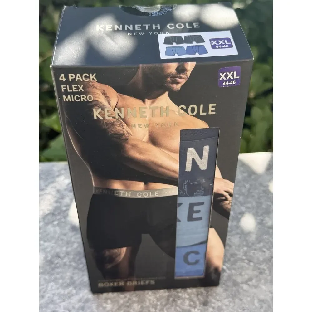Kenneth Cole 4-Pk Men's Boxers Navy Premium Comfort Performance Microfiber XXL